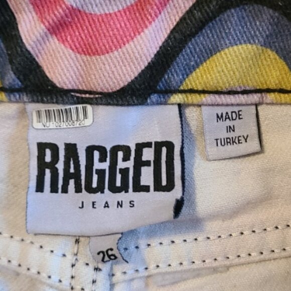 RAGGED PRIEST HIGH RISE STRAIGHT LEG JEANS WAVY PYSCHEDELIC HIPPIE MOD RIGID 26 - Picture 8 of 9